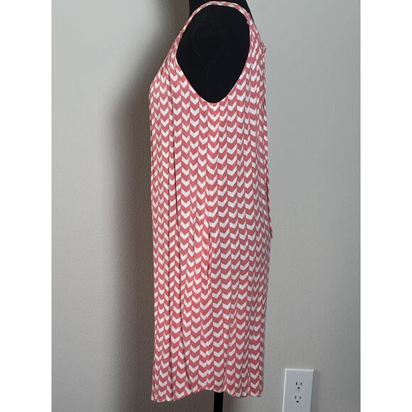 Women’s Summer Dress Orange White Chevron Pattern Slip On Dress Pockets Size (M) - Picture 10 of 16